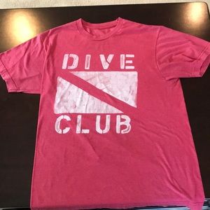 Dive Club pink and white t shirt